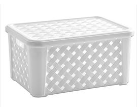 Kit 6 Caixas Organizadoras RATTAN 15 Litros C/Tampa 35x25x17cm Branco 710 Paramount