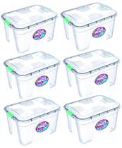 Kit 6 Caixas Organizadoras Transparente 20 Litros - Uninjet