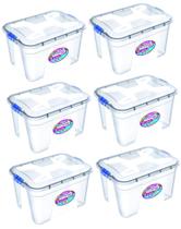 Kit 6 Caixas Organizadoras Transparente 30 Litros - Uninjet Kit 6 Caixas Organizadoras Transparente 30 Litros - Uninjet