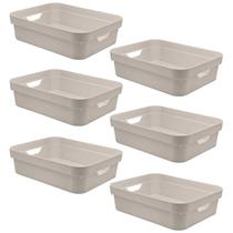 Kit 6 Caixas Plástica 4,8L Organizadora Multiuso OU Bege Kit 6 Caixas Plástica 4,8L Organizadora Multiuso OU Bege