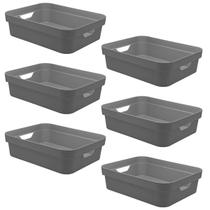 Kit 6 Caixas Plástica 4,8L Organizadora Multiuso OU Cinza Kit 6 Caixas Plástica 4,8L Organizadora Multiuso OU Cinza