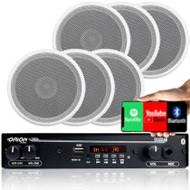 Kit 6 Caixas Som Ambiente Teto 5 Pol+ Amplificador Bluetooth