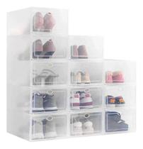 Kit 6 Caixas Transparente Organizadora Guardar Sapato Tênis Sapateira Premium Branco