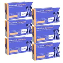 Kit 6 Caixas Vermífugo Vermivet Composto - 4 Comprimidos 600mg Cada - Biovet Kit 6 Caixas Vermífugo Vermivet Composto - 4 Comprimidos 600mg Cada - Biovet
