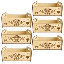 Kit 6 Caixinhas em MDF Cru com Recorte Caveira Motoqueira M25