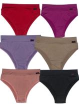 Kit 6 Calcinha Cintura Alta Feminina Conforto Lingerie Cós Alto Langerie Segura Barriga Moda Íntima
