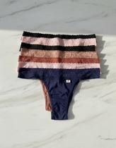 Kit 6 Calcinha De Renda Tanga Lisa Linda Brasil Tamanho:GCor:PretoGenero:Feminino