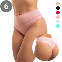 Kit 6 Calcinha Feminina Cintura Alta Fio Dental Não Marca
