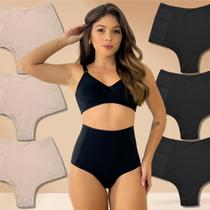 Kit 6 Calcinha Modeladora Elástico Anti Culote Preto e Bege