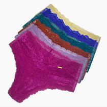 Kit 6 Calcinha Renda Fio Confort Adulto Lateral Larga Microfibra