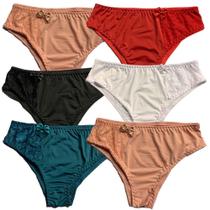 Kit 6 Calcinha Tanga Em Microfibra Lisa Feminino Adulto Atacado