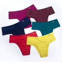 Kit 6 Calcinha Tanga Lisa Confortável Lateral Larga Microfibra Dupla Empório Da Roupa