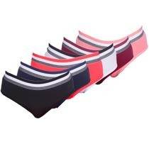 Kit 6 Calcinha Tanga Microfibra Elástico Tricolor Reforçado Forro Algodão