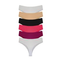 Kit 6 Calcinha Tanga Microfibra Feminina Sortida Kit 6 Calcinha Tanga Microfibra Feminina Sortida