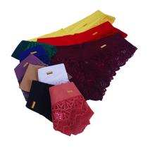 Kit 6 Calcinha Tanga Semi Fio Dental Feminina Renda Langerie Confortável De Microfibra Cós