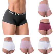 Kit 6 Calcinhas Algodão Boxer Feminina Cós Largo Luxo