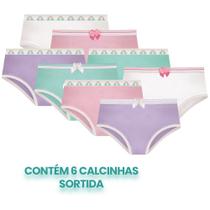 Kit 6 Calcinhas Básica Normal Para Meninas Selene Infanto Juvenil Em Algodão