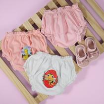 Kit 6 Calcinhas Bebê P M G Cores Neutras e Estampas