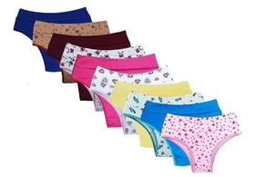 Kit 6 Calcinhas Cotton Algodão Cintura Alta Larga Pós Parto