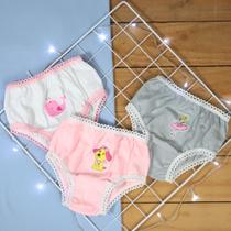 Kit 6 Calcinhas Infantis Estampas Sortidas Algodão