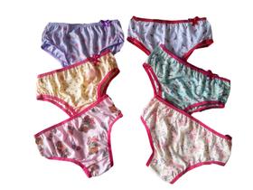 Kit 6 Calcinhas Menina Moça Criança Juvenil Estampada