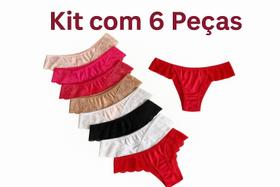 Kit 6 Calcinhas Poliamida com Renda Super Conforto