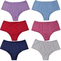 Kit 6 Calcinhas Sortidas Cós Alto Pala Dupla Forro Algodão Feminina Confortável Adulto