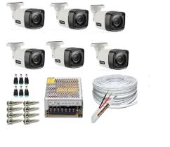 Kit 6 Câmeras Bullet Hd 720p 1Mp Com Cabo e Conectores