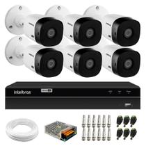 Kit 6 Câmeras Bullet HD 720p VHL 1120 B Infra 20m HDCVI DVR 8 canais MHDX 1208 Inteligente Intelbras