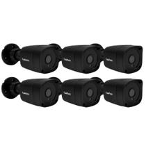 Kit 6 Câmeras de Segurança Full HD 1080p 2MP Bullet Black Visão Noturna de 20 Metros Lente 2.8mm Tudo Forte