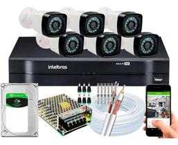 Kit 6 Câmeras de Segurança Full hd 1080p 2mp Dvr 8Ch Intelbras c/hd completo