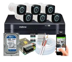 Kit 6 Câmeras de Segurança Full hd Dvr intelbras full hd 8ch mhdx C/hd