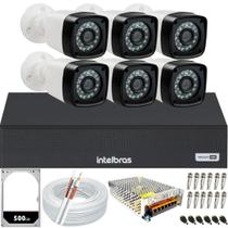Kit 6 Câmeras de Segurança hd Dvr 8ch Intelbras hd 500gb Kit 6 Câmeras de Segurança hd Dvr 8ch Intelbras hd 500gb