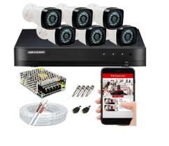 Kit 6 Câmeras de Segurança hd Dvr Hikvision Full Hd 8ch S/hd