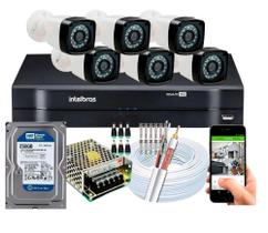Kit 6 Câmeras de Segurança hd Dvr intelbras full hd 8ch mhdx C/hd Kit 6 Câmeras de Segurança hd Dvr intelbras full hd 8ch mhdx C/hd
