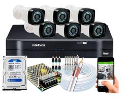 Kit 6 Câmeras de Segurança hd Dvr mhdx 8Ch Intelbras C/Hd 500gb