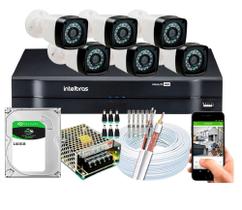 Kit 6 Câmeras de Segurança hd Dvr mhdx 8Ch Intelbras c/hd