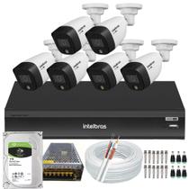 Kit 6 Cameras de Segurança Intelbras 1220b Full Color 1080p Dvr Imhdx 3008 Inteligente C/ Hd 1tb