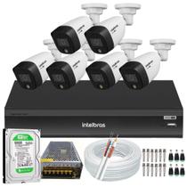 Kit 6 Cameras de Segurança Intelbras 1220b Full Color 1080p Dvr Imhdx 3008 Inteligente C/ Hd 500gb