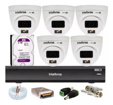 Kit 6 Cameras de Segurança Intelbras Full Color 1220d Dvr Imhdx 3008 Ia Com hd 1tb Purple
