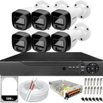 Kit 6 Câmeras de Segurança Intelbras VHD 3220 B Full Color com Áudio Dvr 8 Canais Incluso Hd de 500gb