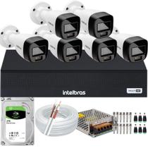 Kit 6 Cameras de Segurança Intelbras VHD 3220b+ Microfone Audio Full Color 1080p Dvr Mhdx 3008c 2TB