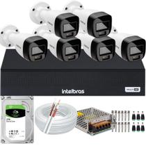 Kit 6 Cameras de Segurança Intelbras VHD 3220b+ Microfone Audio Full Color 1080p Dvr Mhdx 3008c 2TB