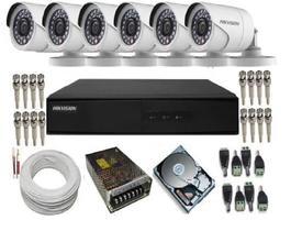 KIT 6 CÂMERAS DE VIGILÂNCIA HIKVISION Full Hd 1080p 2mp DVR HIKVISION 4 CH - ALTA DEFINIÇÃO C/HD