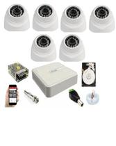 Kit 6 Câmeras Dome Hd 720p Dvr Hilook 08ch C/Hd