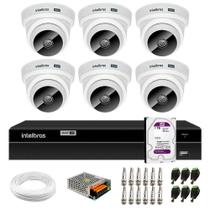 Kit 6 Câmeras Dome VHC 1120 D HD 720p HDCVI Infravermelho de 20 metros 2.8mm Intelbras + DVR MHDX 1208 com 8 Canais Multi HD Intelbras + HD 1TB Purple