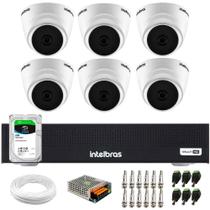 Kit 6 Câmeras Dome VHL 1220 D G2 HDCVI 2 megapixels Intelbras Visão Noturna 20m + DVR Intelbras MHDX 3108-C 8 Canais + HD 2TB Skyhawk