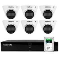 Kit 6 Câmeras Dome VLP 1230 D IP Full HD 1080p IP67 IR 30m Intelbras + DVR Tudo Forte TFHDX 3304 4 Canais + HD 1TB Skyhawk