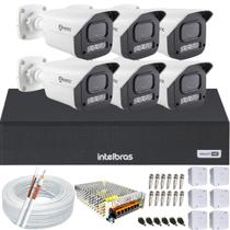 Kit 6 Câmeras Full Color C/Áudio Dvr Intelbras 8 canais S/HD
