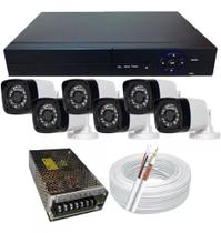 Kit 6 Câmeras Infra Imagens Full HD 2.0 Mp 1080p Dvr 8 Canais P2p